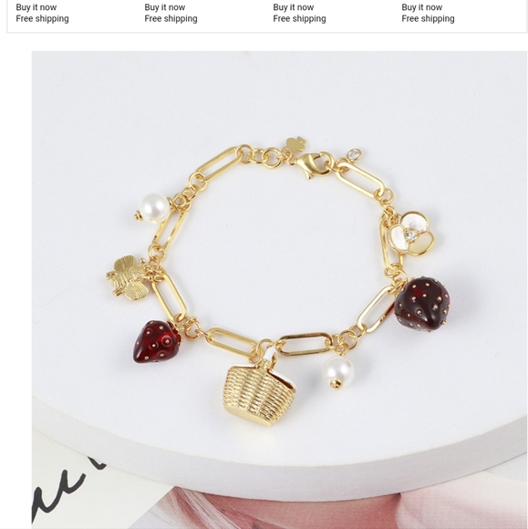 🏷 Kate ♠️ Spade Strawberry Pearl bracelet - Picture 7 of 9